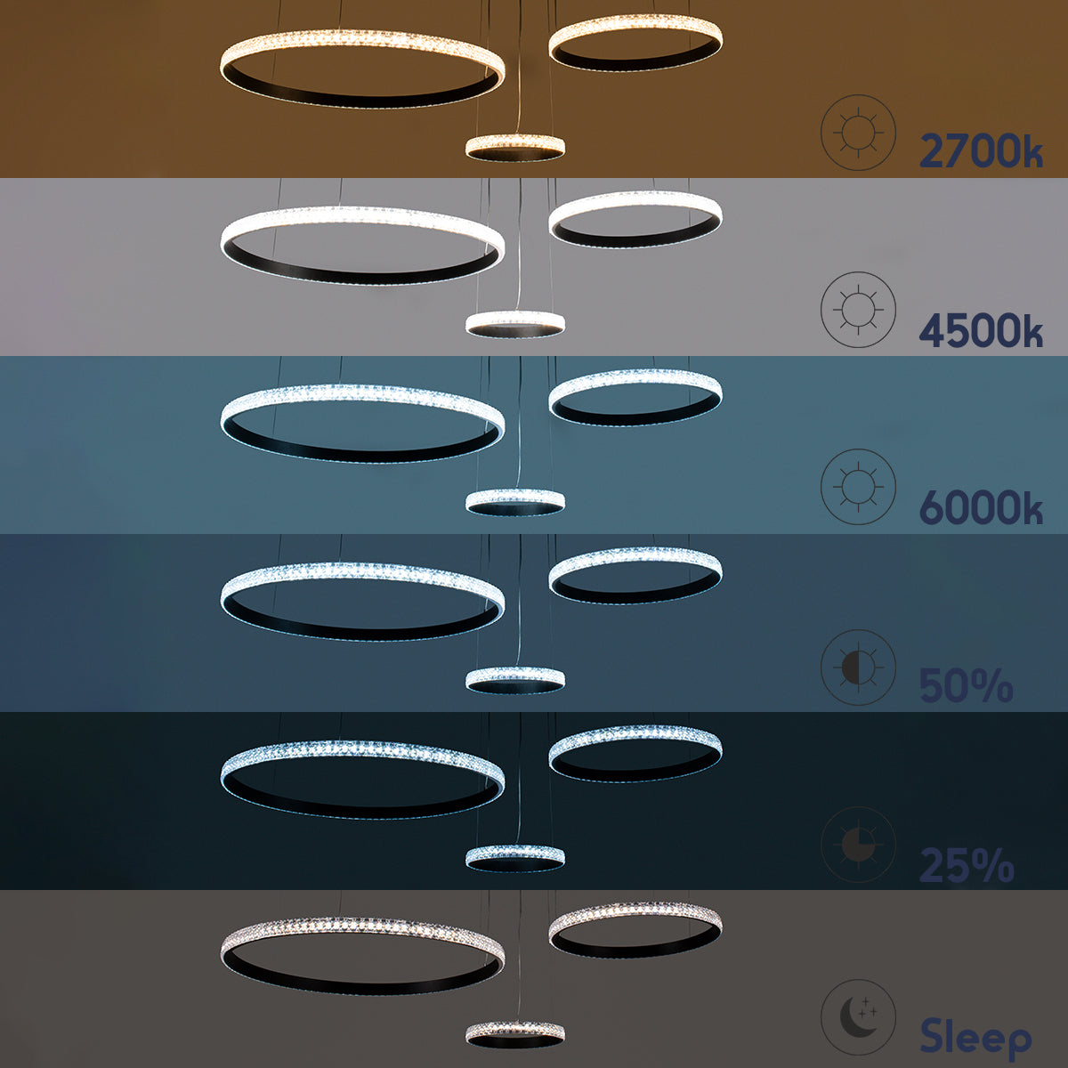 GLOBOSTAR® DIAMOND TRIO 61144 Μοντέρνο Κρεμαστό Φωτιστικό Οροφής LED 120W 14723lm 360° AC 220-240V IP20 Ρυθμιζόμενο Λευκό CCT με Χειριστήριο από 2700K έως 6000K Dimmable - Lumileds SMD Chip - Μαυρό Ματ - Μ150 x Π150 x Υ60cm - 3 Χρόνια Εγγύηση - ledmania.gr