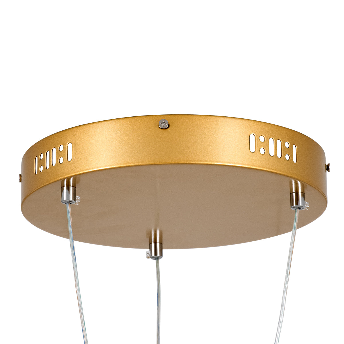 GLOBOSTAR® DIAMOND TRIO 61145 Μοντέρνο Κρεμαστό Φωτιστικό Οροφής LED 120W 14723lm 360° AC 220-240V IP20 Ρυθμιζόμενο Λευκό CCT με Χειριστήριο από 2700K έως 6000K Dimmable - Lumileds SMD Chip - Χρυσό Βούρτσας - Μ150 x Π150 x Υ60cm - 3 Χρόνια Εγγύηση - ledmania.gr