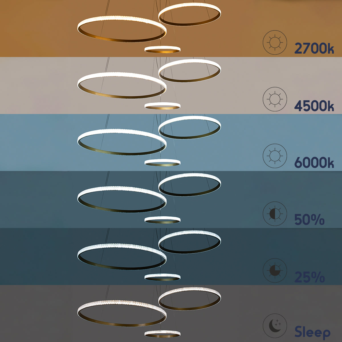 GLOBOSTAR® DIAMOND TRIO 61145 Μοντέρνο Κρεμαστό Φωτιστικό Οροφής LED 120W 14723lm 360° AC 220-240V IP20 Ρυθμιζόμενο Λευκό CCT με Χειριστήριο από 2700K έως 6000K Dimmable - Lumileds SMD Chip - Χρυσό Βούρτσας - Μ150 x Π150 x Υ60cm - 3 Χρόνια Εγγύηση - ledmania.gr