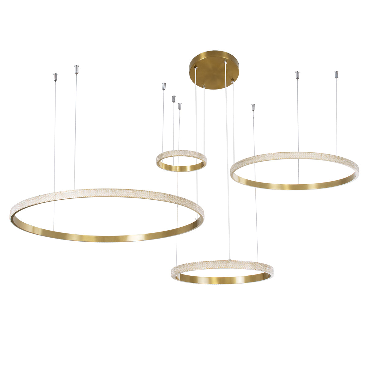 GLOBOSTAR® DIAMOND TETRA 61149 Μοντέρνο Κρεμαστό Φωτιστικό Οροφής LED 150W 18379lm 360° AC 220-240V IP20 Ρυθμιζόμενο Λευκό CCT με Χειριστήριο από 2700K έως 6000K Dimmable - Lumileds SMD Chip - Χρυσό Βούρτσας - Μ150 x Π150 x Υ60cm - 3 Χρόνια Εγγύηση - ledmania.gr