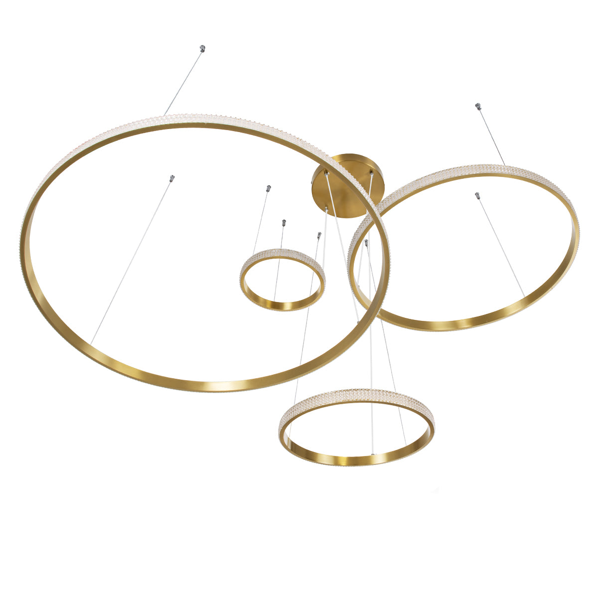 GLOBOSTAR® DIAMOND TETRA 61149 Μοντέρνο Κρεμαστό Φωτιστικό Οροφής LED 150W 18379lm 360° AC 220-240V IP20 Ρυθμιζόμενο Λευκό CCT με Χειριστήριο από 2700K έως 6000K Dimmable - Lumileds SMD Chip - Χρυσό Βούρτσας - Μ150 x Π150 x Υ60cm - 3 Χρόνια Εγγύηση - ledmania.gr