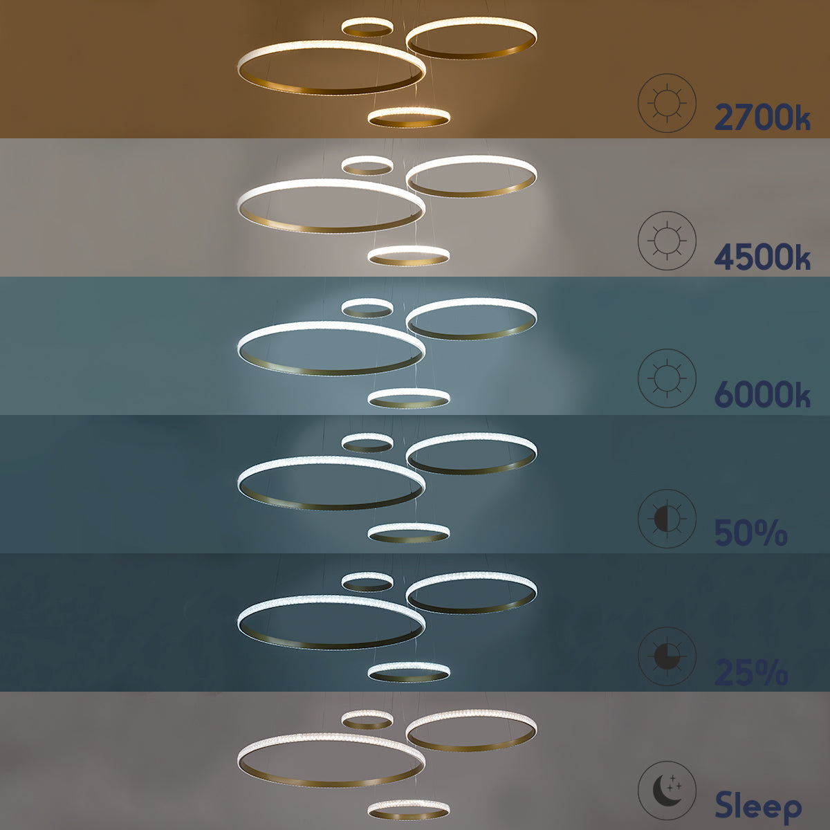 GLOBOSTAR® DIAMOND TETRA 61149 Μοντέρνο Κρεμαστό Φωτιστικό Οροφής LED 150W 18379lm 360° AC 220-240V IP20 Ρυθμιζόμενο Λευκό CCT με Χειριστήριο από 2700K έως 6000K Dimmable - Lumileds SMD Chip - Χρυσό Βούρτσας - Μ150 x Π150 x Υ60cm - 3 Χρόνια Εγγύηση - ledmania.gr