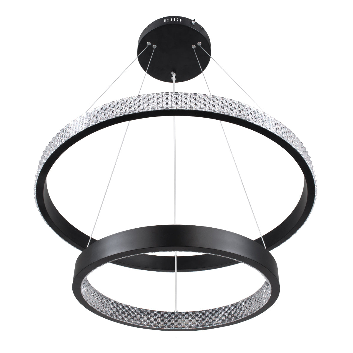 GLOBOSTAR® DIAMOND DUO 61150 Μοντέρνο Κρεμαστό Φωτιστικό Οροφής LED 75W 8743lm 360° AC 220-240V IP20 Ρυθμιζόμενο Λευκό CCT με Χειριστήριο από 2700K έως 6000K Dimmable - Lumileds SMD Chip - Μαυρό Ματ - Μ60 x Π60 x Υ40cm - 3 Χρόνια Εγγύηση - ledmania.gr