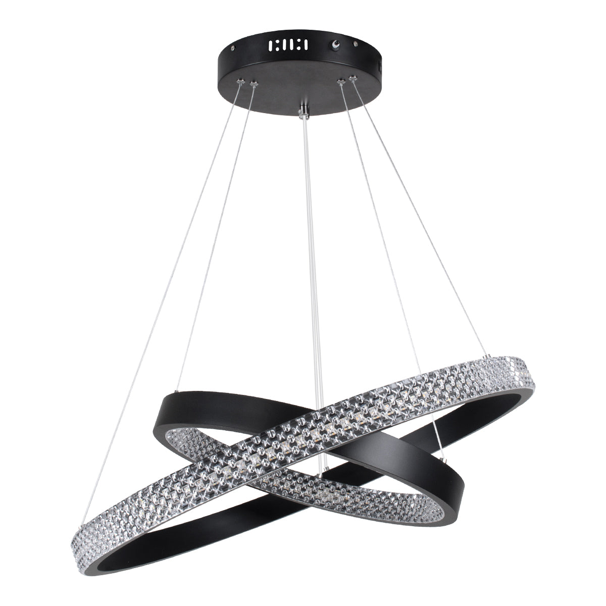 GLOBOSTAR® DIAMOND DUO 61150 Μοντέρνο Κρεμαστό Φωτιστικό Οροφής LED 75W 8743lm 360° AC 220-240V IP20 Ρυθμιζόμενο Λευκό CCT με Χειριστήριο από 2700K έως 6000K Dimmable - Lumileds SMD Chip - Μαυρό Ματ - Μ60 x Π60 x Υ40cm - 3 Χρόνια Εγγύηση - ledmania.gr