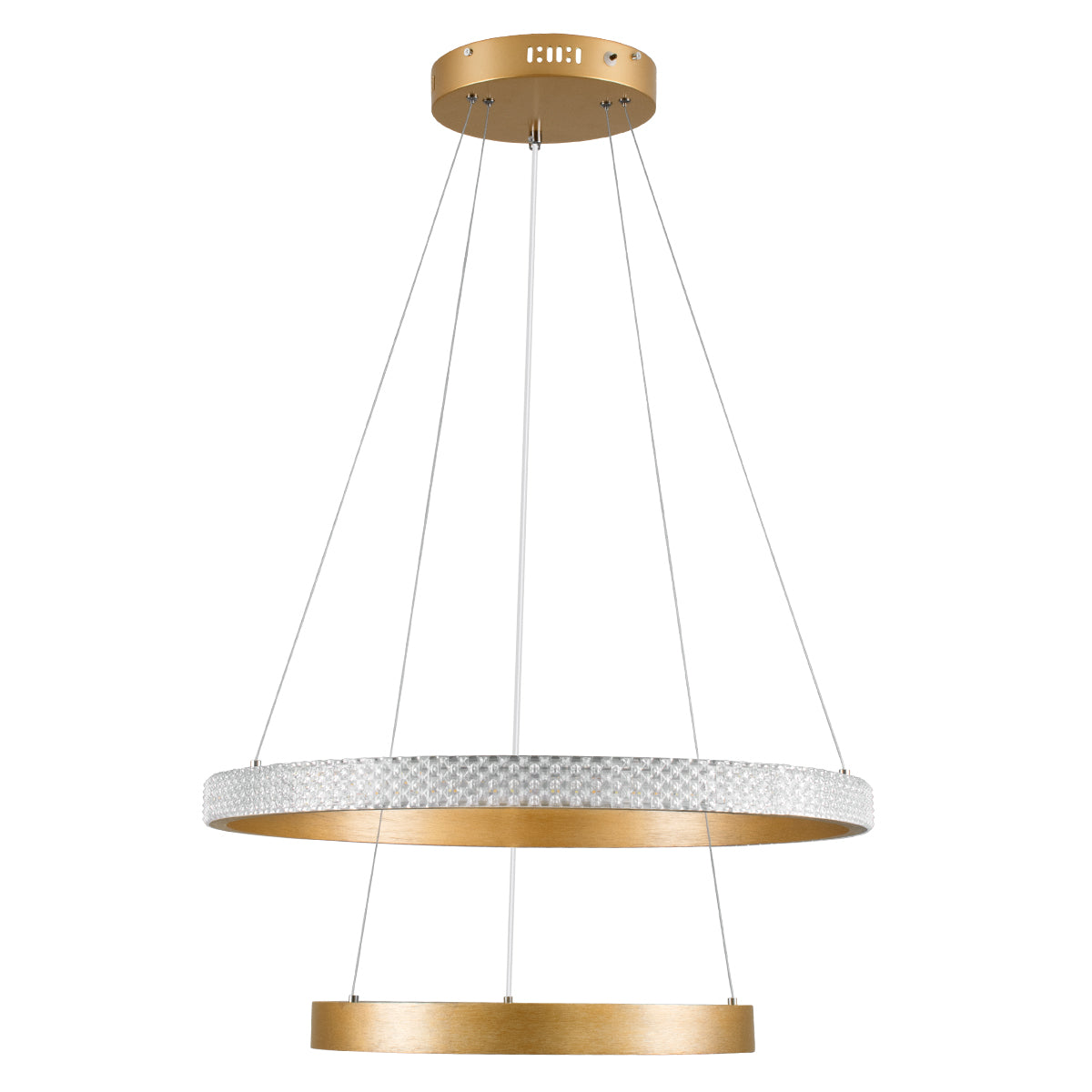 GLOBOSTAR® DIAMOND DUO 61151 Μοντέρνο Κρεμαστό Φωτιστικό Οροφής LED 75W 8743lm 360° AC 220-240V IP20 Ρυθμιζόμενο Λευκό CCT με Χειριστήριο από 2700K έως 6000K Dimmable - Lumileds SMD Chip - Χρυσό Βούρτσας - Μ60 x Π60 x Υ40cm - 3 Χρόνια Εγγύηση - ledmania.gr