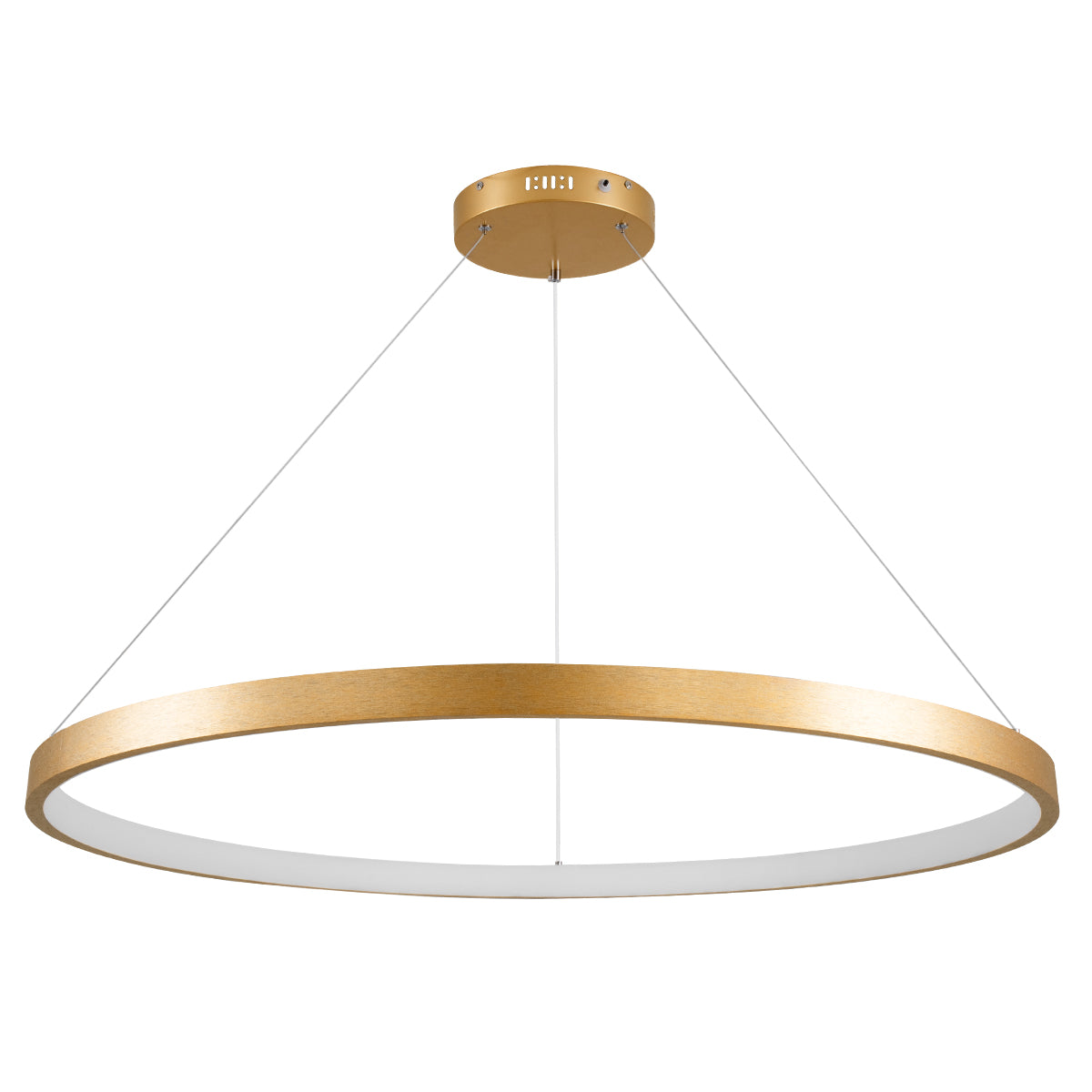 GLOBOSTAR® NEMESIS 61166 Μοντέρνο Κρεμαστό Φωτιστικό Οροφής LED 75W 8743lm 360° AC 220-240V IP20 Ρυθμιζόμενο Λευκό CCT με Χειριστήριο από 2700K έως 6000K Dimmable - Lumileds SMD Chip - Χρυσό Βούρτσας - Μ100 x Π100 x Υ4cm - 3 Χρόνια Εγγύηση - ledmania.gr