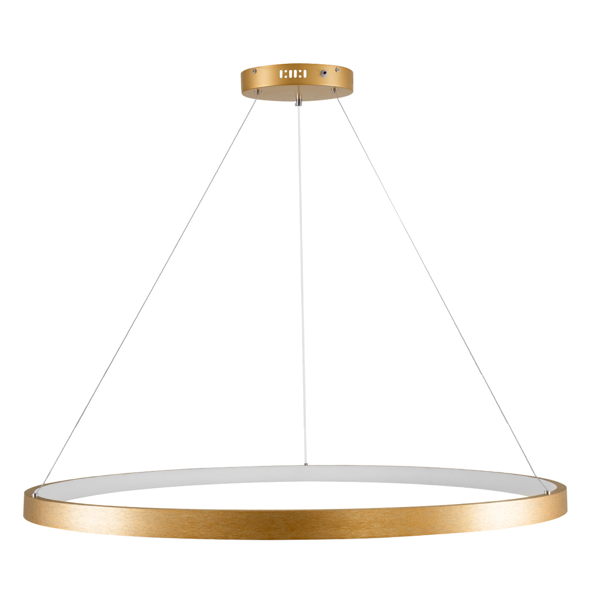 GLOBOSTAR® NEMESIS 61166 Μοντέρνο Κρεμαστό Φωτιστικό Οροφής LED 75W 8743lm 360° AC 220-240V IP20 Ρυθμιζόμενο Λευκό CCT με Χειριστήριο από 2700K έως 6000K Dimmable - Lumileds SMD Chip - Χρυσό Βούρτσας - Μ100 x Π100 x Υ4cm - 3 Χρόνια Εγγύηση - ledmania.gr