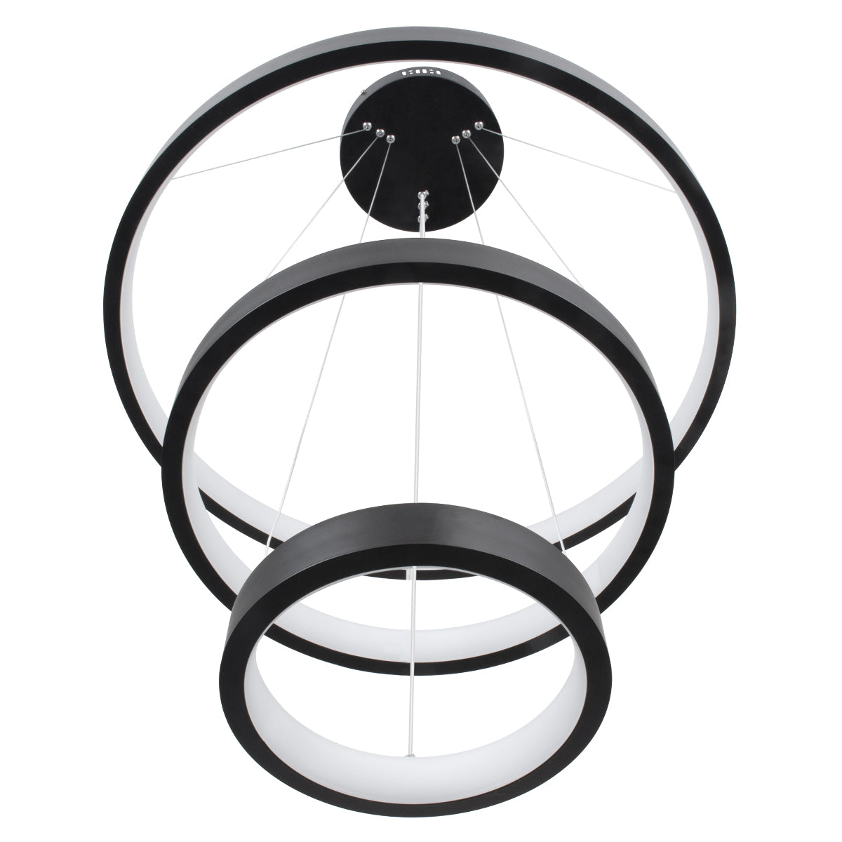 GLOBOSTAR® NEMESIS TRIO 61167 Μοντέρνο Κρεμαστό Φωτιστικό Οροφής LED 100W 12123lm 360° AC 220-240V IP20 Ρυθμιζόμενο Λευκό CCT με Χειριστήριο από 2700K έως 6000K Dimmable - Lumileds SMD Chip - Μαύρο Ματ - Μ60 x Π60 x Υ60cm - 3 Χρόνια Εγγύηση