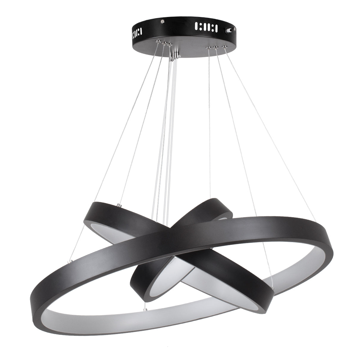 GLOBOSTAR® NEMESIS TRIO 61167 Μοντέρνο Κρεμαστό Φωτιστικό Οροφής LED 100W 12123lm 360° AC 220-240V IP20 Ρυθμιζόμενο Λευκό CCT με Χειριστήριο από 2700K έως 6000K Dimmable - Lumileds SMD Chip - Μαύρο Ματ - Μ60 x Π60 x Υ60cm - 3 Χρόνια Εγγύηση