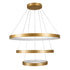 GloboStar® NEMESIS TRIO 61172-DECO Κρεμαστό Φωτιστικό Δαχτυλίδι-Κύκλος LED CCT 120W 14723lm 360° AC 220-240V - Εναλλαγή Φωτισμού μέσω Τηλεχειριστηρίου All In One Ψυχρό 6000k+Φυσικό 4500k+Θερμό 2700k Dimmable Φ40+60+80cm - Χρυσό Βούρτσας - 3 Years Warranty - ledmania.gr