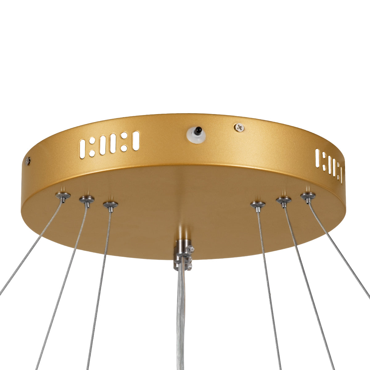 GloboStar® NEMESIS TRIO 61172-DECO Κρεμαστό Φωτιστικό Δαχτυλίδι-Κύκλος LED CCT 120W 14723lm 360° AC 220-240V - Εναλλαγή Φωτισμού μέσω Τηλεχειριστηρίου All In One Ψυχρό 6000k+Φυσικό 4500k+Θερμό 2700k Dimmable Φ40+60+80cm - Χρυσό Βούρτσας - 3 Years Warranty - ledmania.gr
