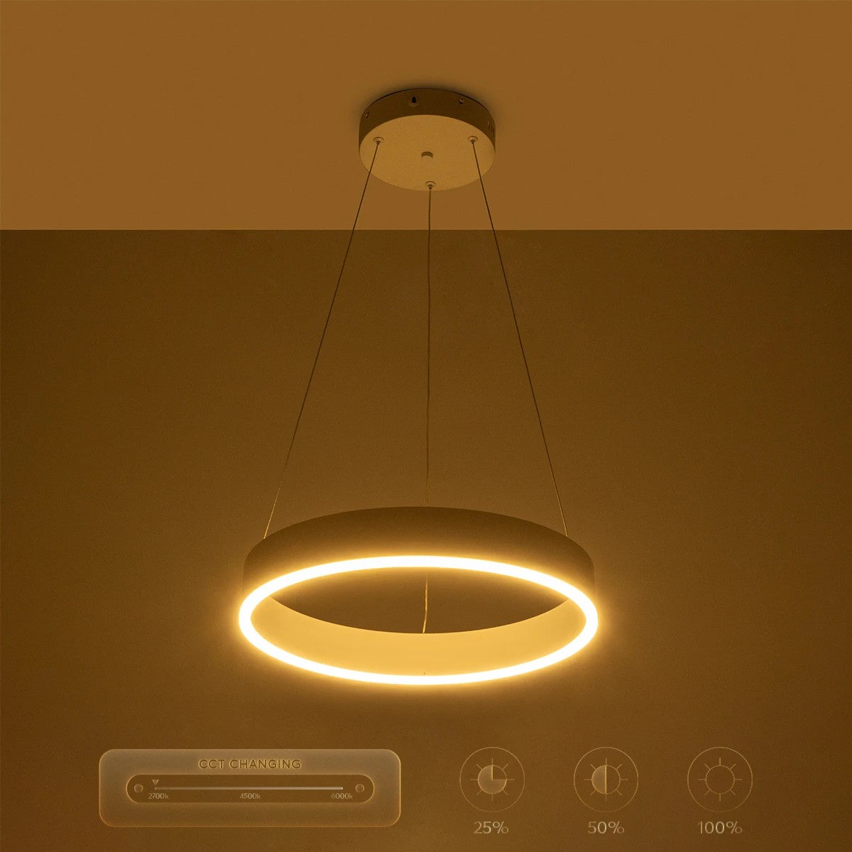 GLOBOSTAR® VENOM 61174 Μοντέρνο Κρεμαστό Φωτιστικό Οροφής LED 30W 3513lm 120° AC 220-240V IP20 Ρυθμιζόμενο Λευκό CCT με Χειριστήριο από 2700K έως 6000K Dimmable - Lumileds SMD Chip - Λευκό Ματ - Μ40 x Π40 x Υ6.5cm - 3 Χρόνια Εγγύηση - ledmania.gr