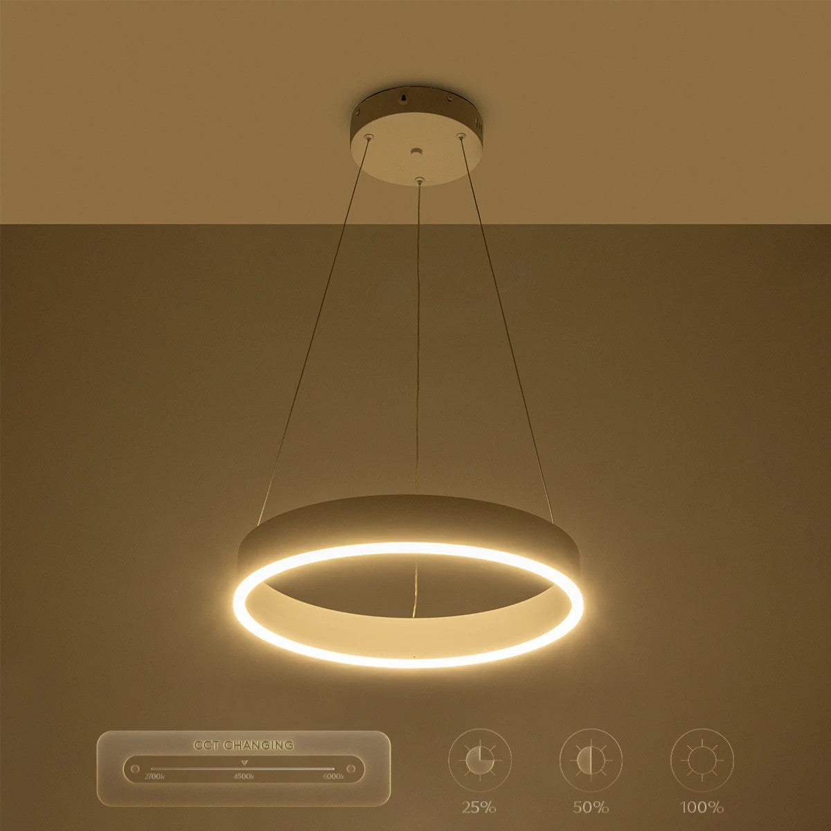 GLOBOSTAR® VENOM 61174 Μοντέρνο Κρεμαστό Φωτιστικό Οροφής LED 30W 3513lm 120° AC 220-240V IP20 Ρυθμιζόμενο Λευκό CCT με Χειριστήριο από 2700K έως 6000K Dimmable - Lumileds SMD Chip - Λευκό Ματ - Μ40 x Π40 x Υ6.5cm - 3 Χρόνια Εγγύηση - ledmania.gr