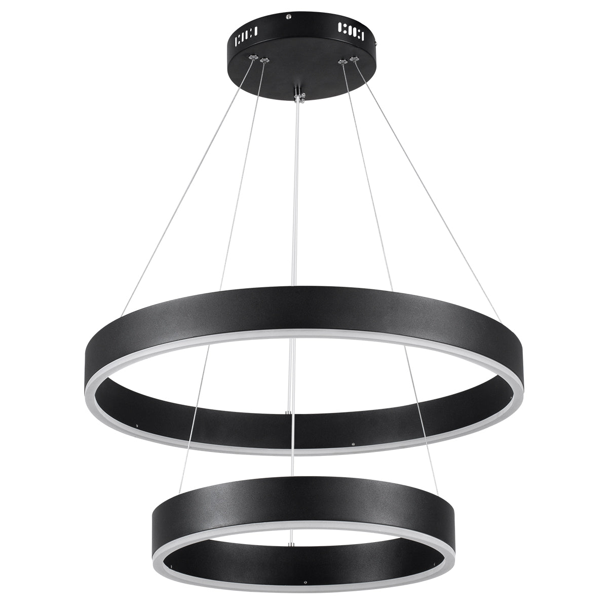 GLOBOSTAR® VENOM DUO 61185 Μοντέρνο Κρεμαστό Φωτιστικό Οροφής LED 75W 8818lm 120° AC 220-240V IP20 Ρυθμιζόμενο Λευκό CCT με Χειριστήριο από 2700K έως 6000K Dimmable - Lumileds SMD Chip - Μαύρο Ματ - Μ60 x Π60 x Υ40cm - 3 Χρόνια Εγγύηση