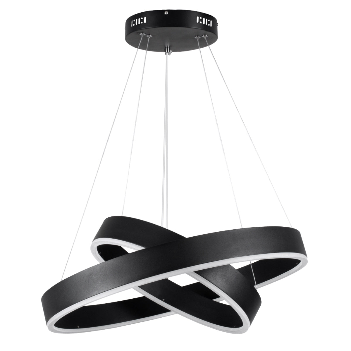 GLOBOSTAR® VENOM DUO 61185-DECO Μοντέρνο Κρεμαστό Φωτιστικό Οροφής LED 75W 8818lm 120° AC 220-240V IP20 Ρυθμιζόμενο Λευκό CCT με Χειριστήριο από 2700K έως 6000K Dimmable - Lumileds SMD Chip - Μαύρο - Μ60 x Π60 x Υ40cm - 3 Χρόνια Εγγύηση