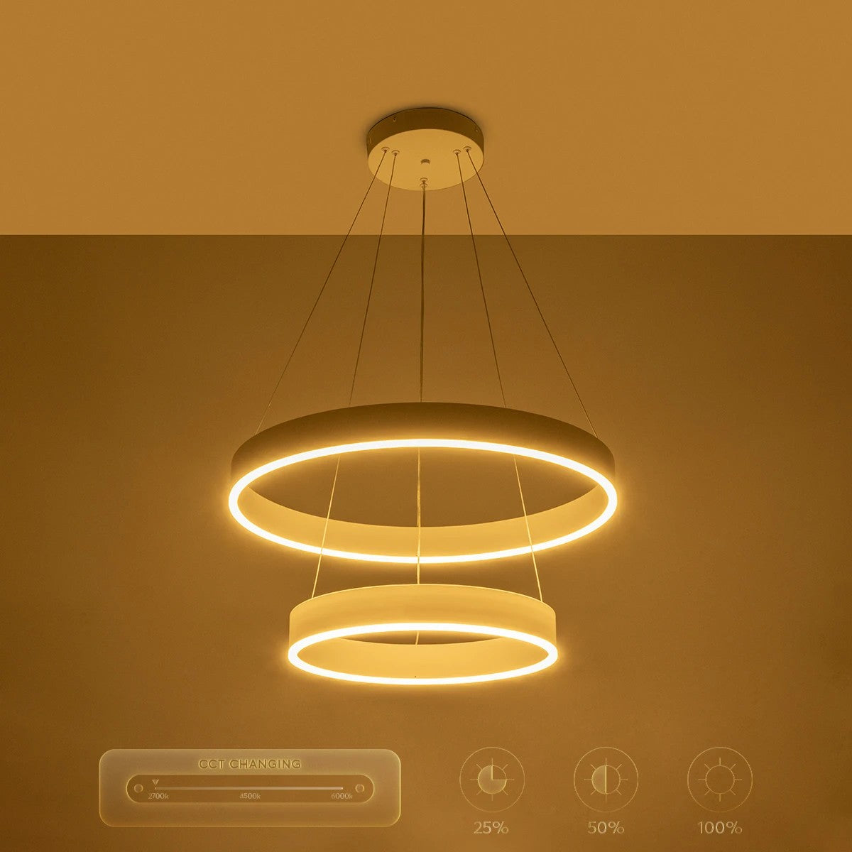kelvo® VENOM 61186-DECO Μοντέρνο Κρεμαστό Φωτιστικό Οροφής LED 75W 8818lm 120° AC 220-240V IP20 Ρυθμιζόμενο Λευκό CCT με Χειριστήριο από 2700K έως 6000K Dimmable - Lumileds SMD Chip - Λευκό Ματ - Μ60 x Π60 x Υ40cm - 3 Χρόνια Εγγύηση - ledmania.gr