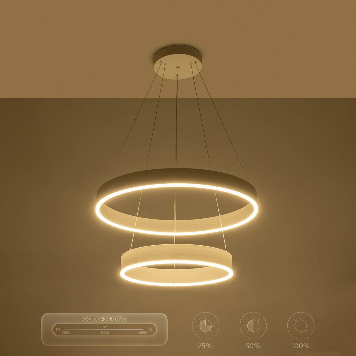 kelvo® VENOM 61186-DECO Μοντέρνο Κρεμαστό Φωτιστικό Οροφής LED 75W 8818lm 120° AC 220-240V IP20 Ρυθμιζόμενο Λευκό CCT με Χειριστήριο από 2700K έως 6000K Dimmable - Lumileds SMD Chip - Λευκό Ματ - Μ60 x Π60 x Υ40cm - 3 Χρόνια Εγγύηση - ledmania.gr