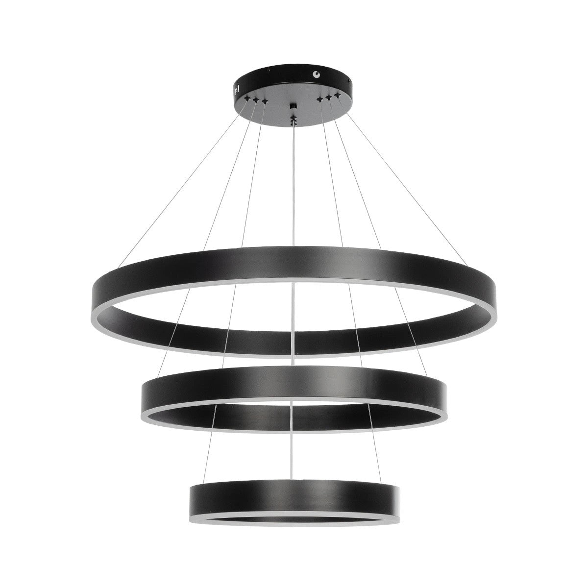GLOBOSTAR® VENOM TRIO 61188-DECO Μοντέρνο Κρεμαστό Φωτιστικό Οροφής LED 120W 14158lm 120° AC 220-240V IP20 Ρυθμιζόμενο Λευκό CCT με Χειριστήριο από 2700K έως 6000K Dimmable - Lumileds SMD Chip - Μαύρο Ματ - Μ80 x Π80 x Υ60cm - 3 Χρόνια Εγγύηση