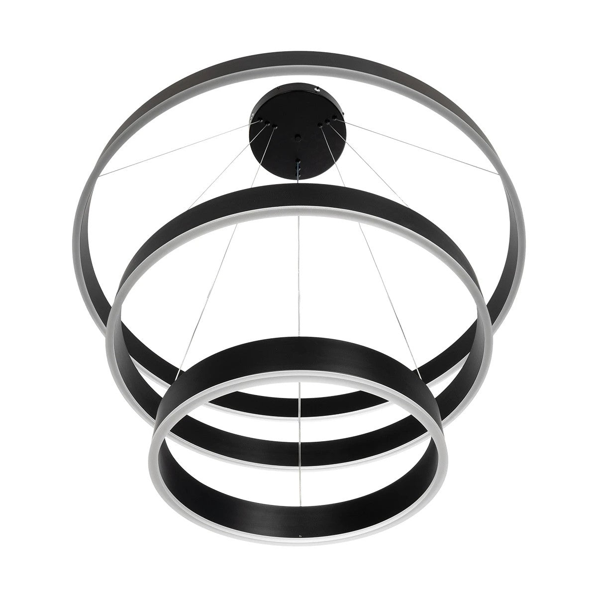 GLOBOSTAR® VENOM TRIO 61188-DECO Μοντέρνο Κρεμαστό Φωτιστικό Οροφής LED 120W 14158lm 120° AC 220-240V IP20 Ρυθμιζόμενο Λευκό CCT με Χειριστήριο από 2700K έως 6000K Dimmable - Lumileds SMD Chip - Μαύρο Ματ - Μ80 x Π80 x Υ60cm - 3 Χρόνια Εγγύηση