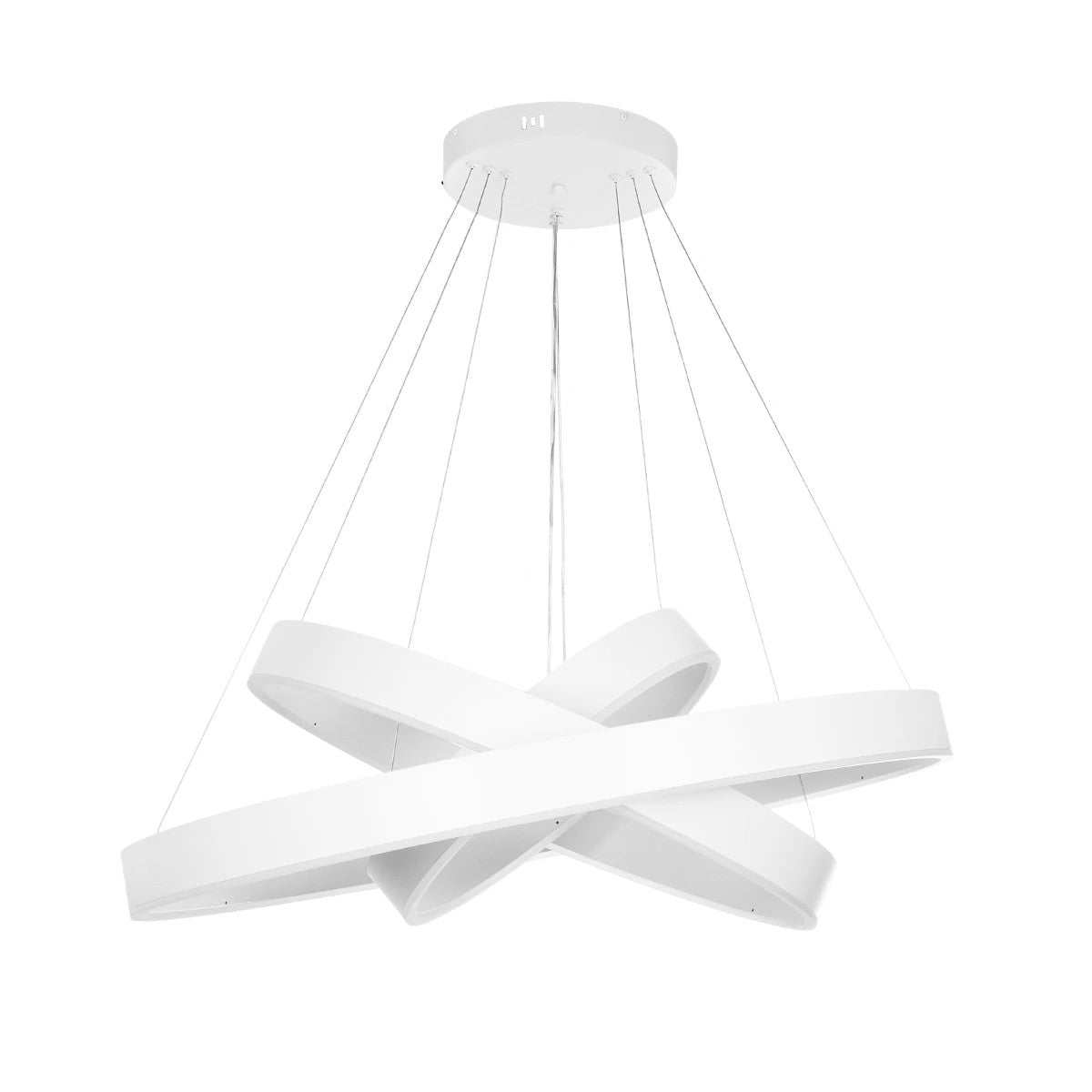 GLOBOSTAR® VENOM TRIO 61189 Μοντέρνο Κρεμαστό Φωτιστικό Οροφής LED 120W 14158lm 120° AC 220-240V IP20 Ρυθμιζόμενο Λευκό CCT με Χειριστήριο από 2700K έως 6000K Dimmable - Lumileds SMD Chip - Λευκό Ματ - Μ80 x Π80 x Υ60cm - 3 Χρόνια Εγγύηση - ledmania.gr