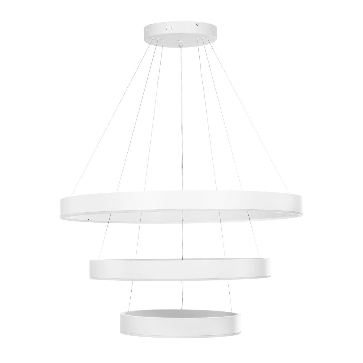 GLOBOSTAR® VENOM TRIO 61189-DECO Μοντέρνο Κρεμαστό Φωτιστικό Οροφής LED 120W 14158lm 120° AC 220-240V IP20 Ρυθμιζόμενο Λευκό CCT με Χειριστήριο από 2700K έως 6000K Dimmable - Lumileds SMD Chip - Λευκό Ματ - Μ80 x Π80 x Υ60cm - 3 Χρόνια Εγγύηση