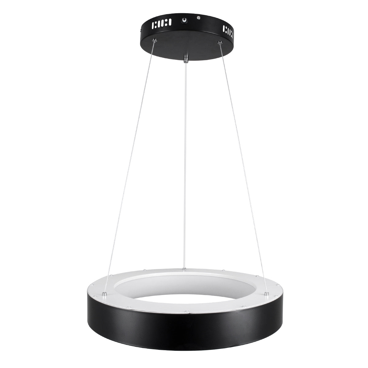 GloboStar® SALEM 61241 Κρεμαστή Πλαφονιέρα Οροφής Δαχτυλίδι-Κύκλος LED CCT 75W 8625lm 120° AC 220-240V - Εναλλαγή Φωτισμού μέσω Τηλεχειριστηρίου All In One Ψυχρό 6000k+Φυσικό 4500k+Θερμό 2700k Dimmable Φ45cm - Μαύρο - 3 Years Warranty - ledmania.gr