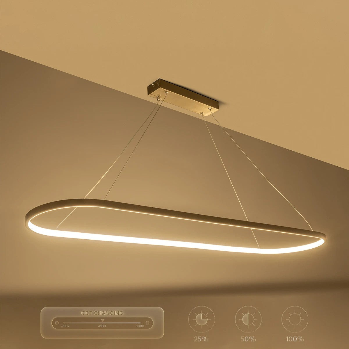 GLOBOSTAR® BOLIVAR 61273 Μοντέρνο Κρεμαστό Φωτιστικό Οροφής LED 54W 6210lm 360° AC 220-240V IP20 Ρυθμιζόμενο Λευκό CCT με Χειριστήριο από 2700K έως 6000K Dimmable - Lumileds SMD Chip - Νίκελ Βούρτσας - Μ120 x Π30 x Υ2cm - 3 Χρόνια Εγγύηση - ledmania.gr