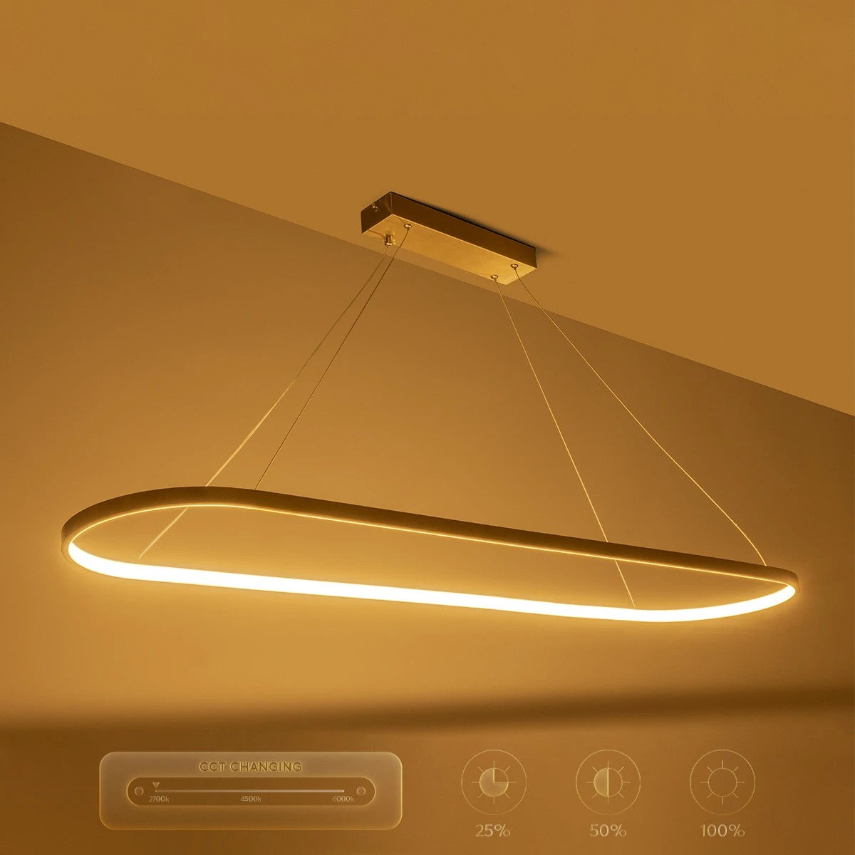 GLOBOSTAR® BOLIVAR 61273 Μοντέρνο Κρεμαστό Φωτιστικό Οροφής LED 54W 6210lm 360° AC 220-240V IP20 Ρυθμιζόμενο Λευκό CCT με Χειριστήριο από 2700K έως 6000K Dimmable - Lumileds SMD Chip - Νίκελ Βούρτσας - Μ120 x Π30 x Υ2cm - 3 Χρόνια Εγγύηση - ledmania.gr