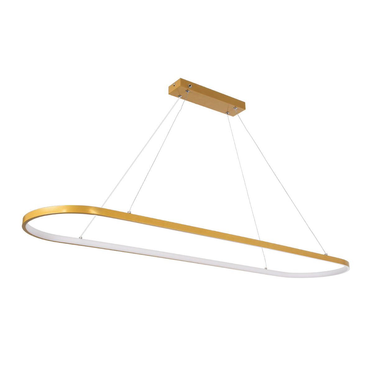 GLOBOSTAR® BOLIVAR 61274 Μοντέρνο Κρεμαστό Φωτιστικό Οροφής LED 54W 6210lm 360° AC 220-240V IP20 Ρυθμιζόμενο Λευκό CCT με Χειριστήριο από 2700K έως 6000K Dimmable - Lumileds SMD Chip - Χρυσό Βούρτσας - Μ120 x Π30 x Υ2cm - 3 Χρόνια Εγγύηση - ledmania.gr