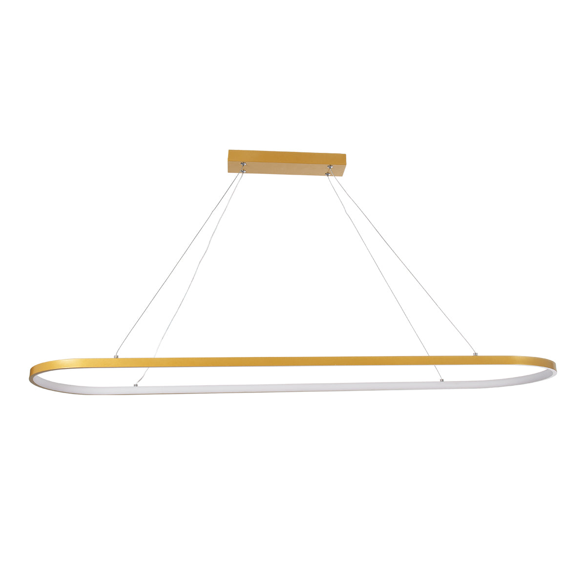 GLOBOSTAR® BOLIVAR 61274 Μοντέρνο Κρεμαστό Φωτιστικό Οροφής LED 54W 6210lm 360° AC 220-240V IP20 Ρυθμιζόμενο Λευκό CCT με Χειριστήριο από 2700K έως 6000K Dimmable - Lumileds SMD Chip - Χρυσό Βούρτσας - Μ120 x Π30 x Υ2cm - 3 Χρόνια Εγγύηση - ledmania.gr