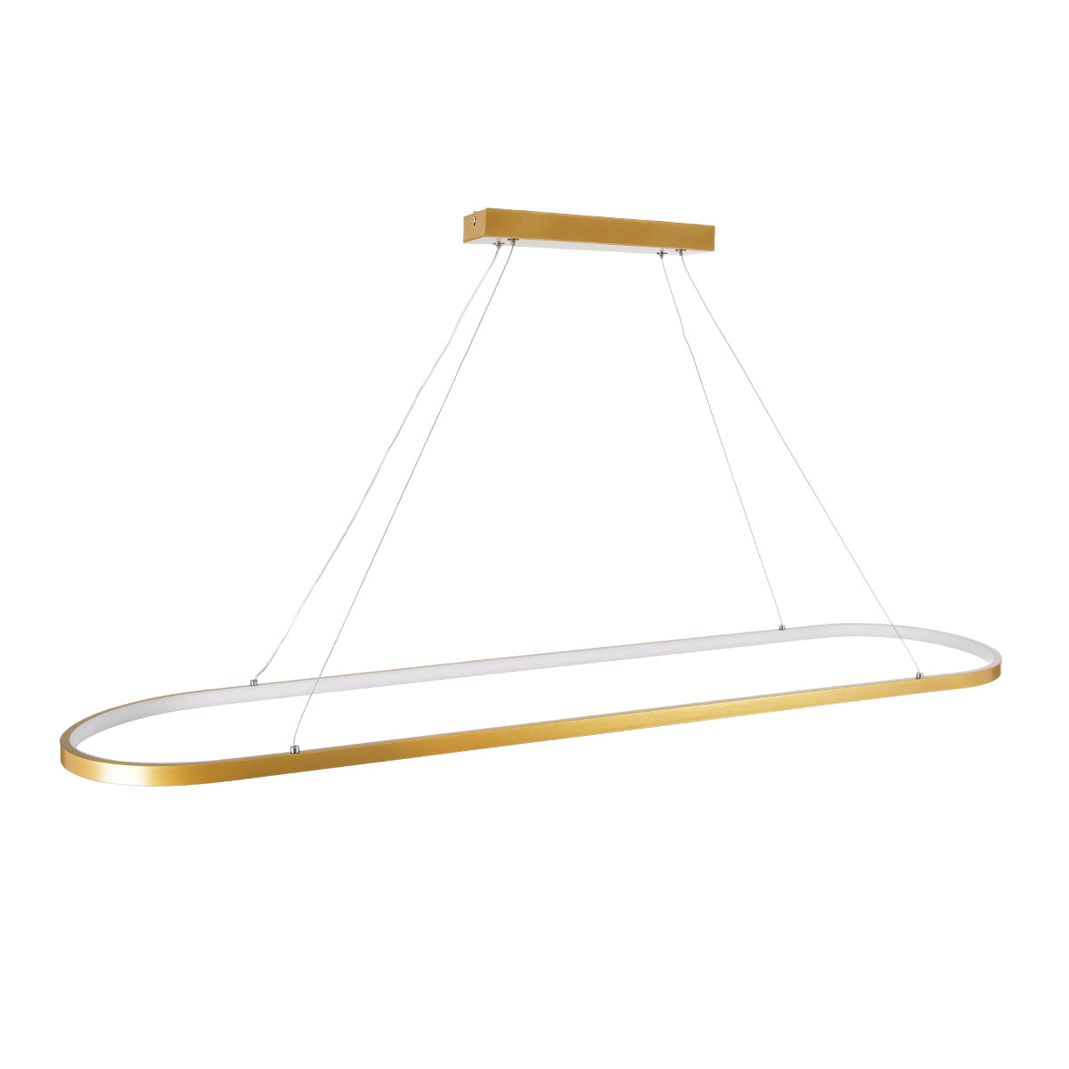 GLOBOSTAR® BOLIVAR 61274 Μοντέρνο Κρεμαστό Φωτιστικό Οροφής LED 54W 6210lm 360° AC 220-240V IP20 Ρυθμιζόμενο Λευκό CCT με Χειριστήριο από 2700K έως 6000K Dimmable - Lumileds SMD Chip - Χρυσό Βούρτσας - Μ120 x Π30 x Υ2cm - 3 Χρόνια Εγγύηση - ledmania.gr