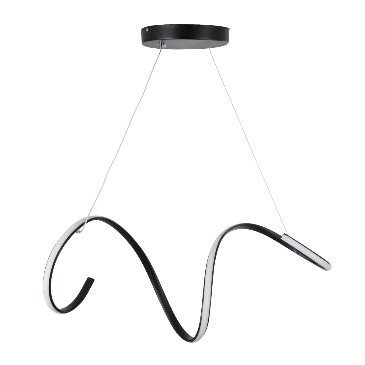 GloboStar® SPIRALE 61283 Κρεμαστό Φωτιστικό Οροφής Design LED CCT 75W 8400lm 300° AC 220-240V - Εναλλαγή Φωτισμού μέσω Τηλεχειριστηρίου All In One Ψυχρό 6000k+Φυσικό 4500k+Θερμό 2700k Dimmable Μ72 x Π25 x Υ30cm - Μαύρο - 3 Years Warranty - ledmania.gr