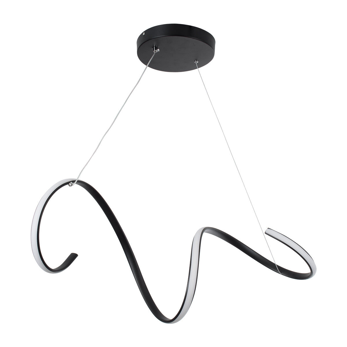 GloboStar® SPIRALE 61283 Κρεμαστό Φωτιστικό Οροφής Design LED CCT 75W 8400lm 300° AC 220-240V - Εναλλαγή Φωτισμού μέσω Τηλεχειριστηρίου All In One Ψυχρό 6000k+Φυσικό 4500k+Θερμό 2700k Dimmable Μ72 x Π25 x Υ30cm - Μαύρο - 3 Years Warranty - ledmania.gr