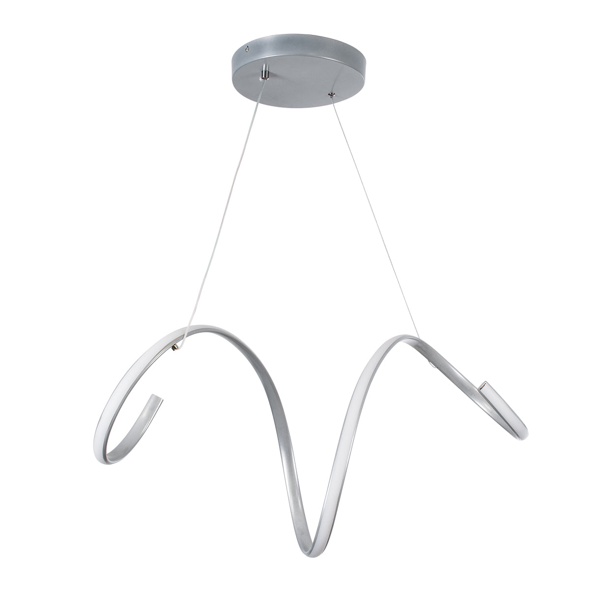 GloboStar® SPIRALE 61285 Κρεμαστό Φωτιστικό Οροφής Design LED CCT 75W 8400lm 300° AC 220-240V - Εναλλαγή Φωτισμού μέσω Τηλεχειριστηρίου All In One Ψυχρό 6000k+Φυσικό 4500k+Θερμό 2700k Dimmable Μ72 x Π25 x Υ30cm - Νίκελ Βούρτσας - 3 Years Warranty - ledmania.gr