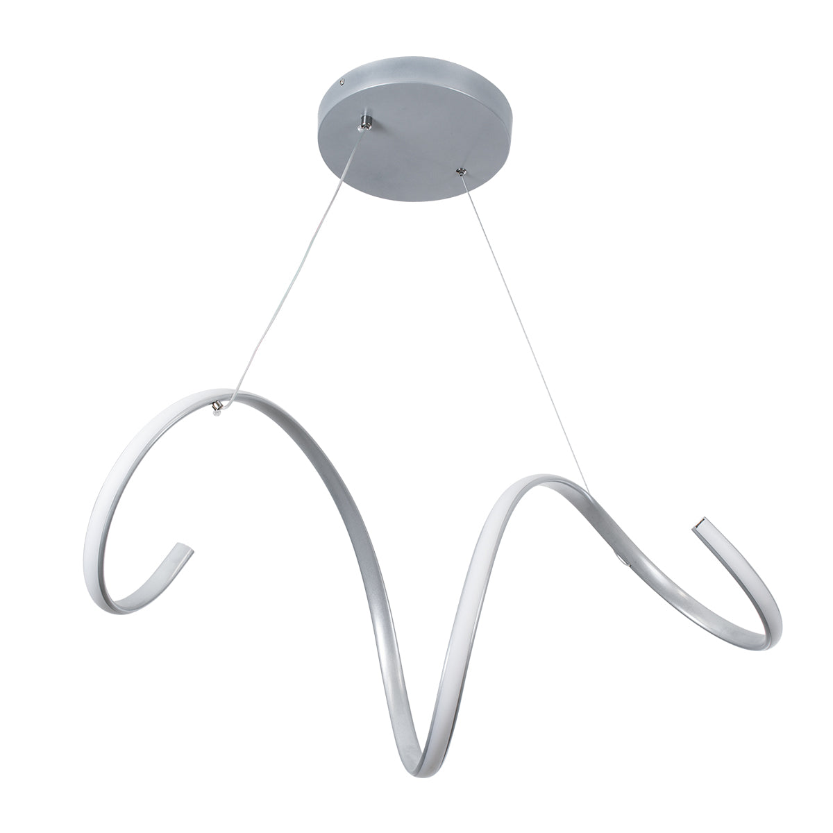 GloboStar® SPIRALE 61285 Κρεμαστό Φωτιστικό Οροφής Design LED CCT 75W 8400lm 300° AC 220-240V - Εναλλαγή Φωτισμού μέσω Τηλεχειριστηρίου All In One Ψυχρό 6000k+Φυσικό 4500k+Θερμό 2700k Dimmable Μ72 x Π25 x Υ30cm - Νίκελ Βούρτσας - 3 Years Warranty - ledmania.gr