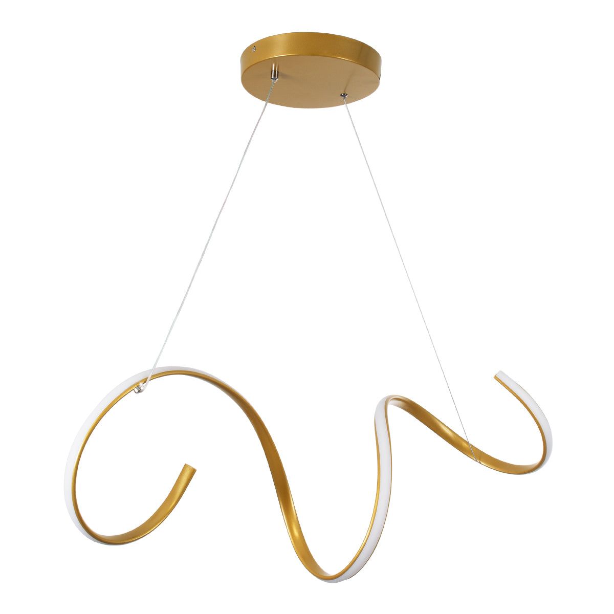 GLOBOSTAR® SPIRALE 61286 Μοντέρνο Κρεμαστό Φωτιστικό Οροφής LED 75W 8400lm 300° AC 220-240V IP20 Ρυθμιζόμενο Λευκό CCT με Χειριστήριο από 2700K έως 6000K Dimmable - Lumileds SMD Chip - Χρυσό Βούρτσας - Μ72 x Π25 x Υ30cm - 3 Χρόνια Εγγύηση