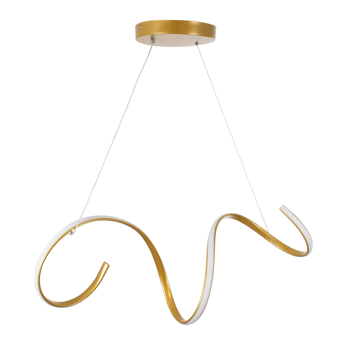 GLOBOSTAR® SPIRALE 61286 Μοντέρνο Κρεμαστό Φωτιστικό Οροφής LED 75W 8400lm 300° AC 220-240V IP20 Ρυθμιζόμενο Λευκό CCT με Χειριστήριο από 2700K έως 6000K Dimmable - Lumileds SMD Chip - Χρυσό Βούρτσας - Μ72 x Π25 x Υ30cm - 3 Χρόνια Εγγύηση