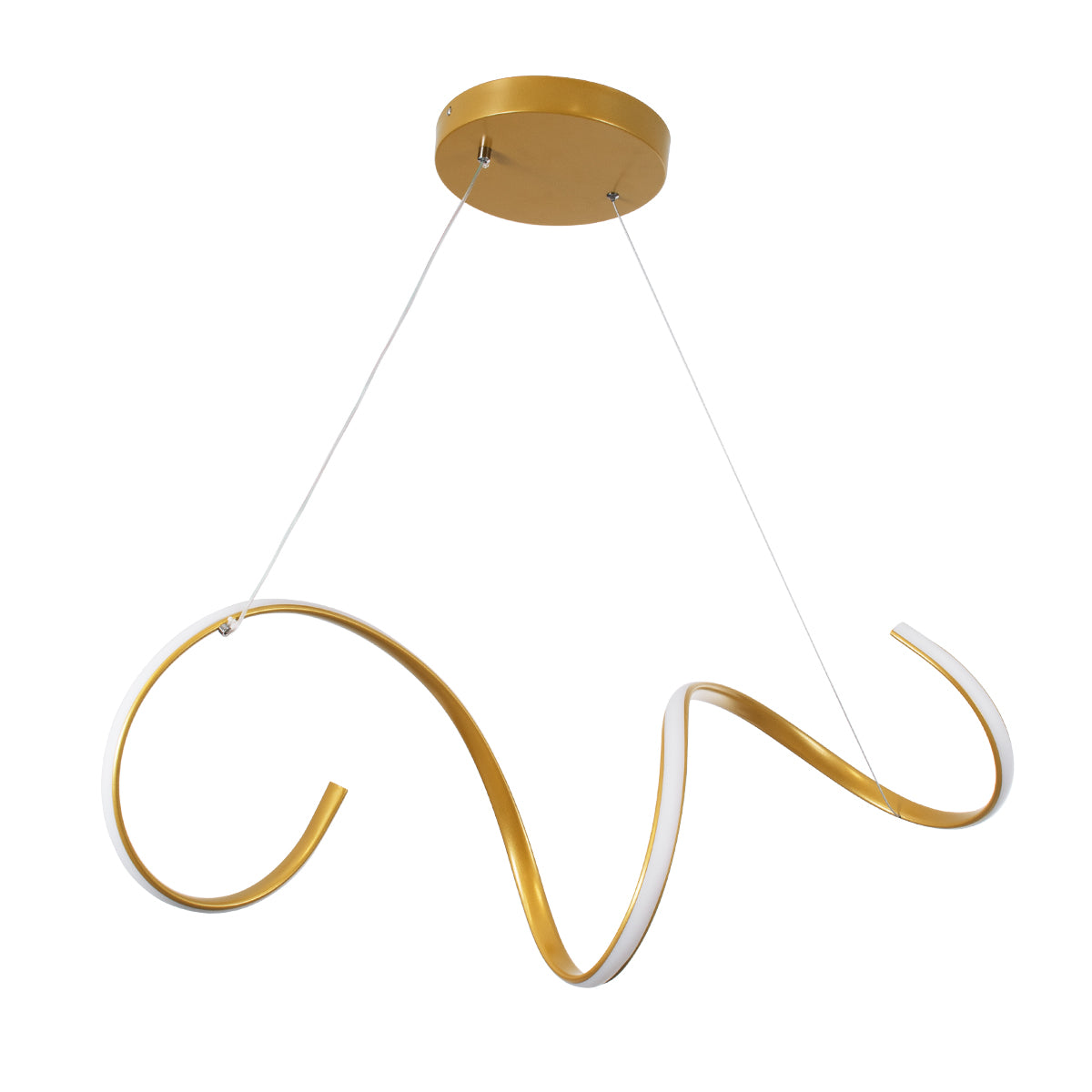 GLOBOSTAR® SPIRALE 61286 Μοντέρνο Κρεμαστό Φωτιστικό Οροφής LED 75W 8400lm 300° AC 220-240V IP20 Ρυθμιζόμενο Λευκό CCT με Χειριστήριο από 2700K έως 6000K Dimmable - Lumileds SMD Chip - Χρυσό Βούρτσας - Μ72 x Π25 x Υ30cm - 3 Χρόνια Εγγύηση