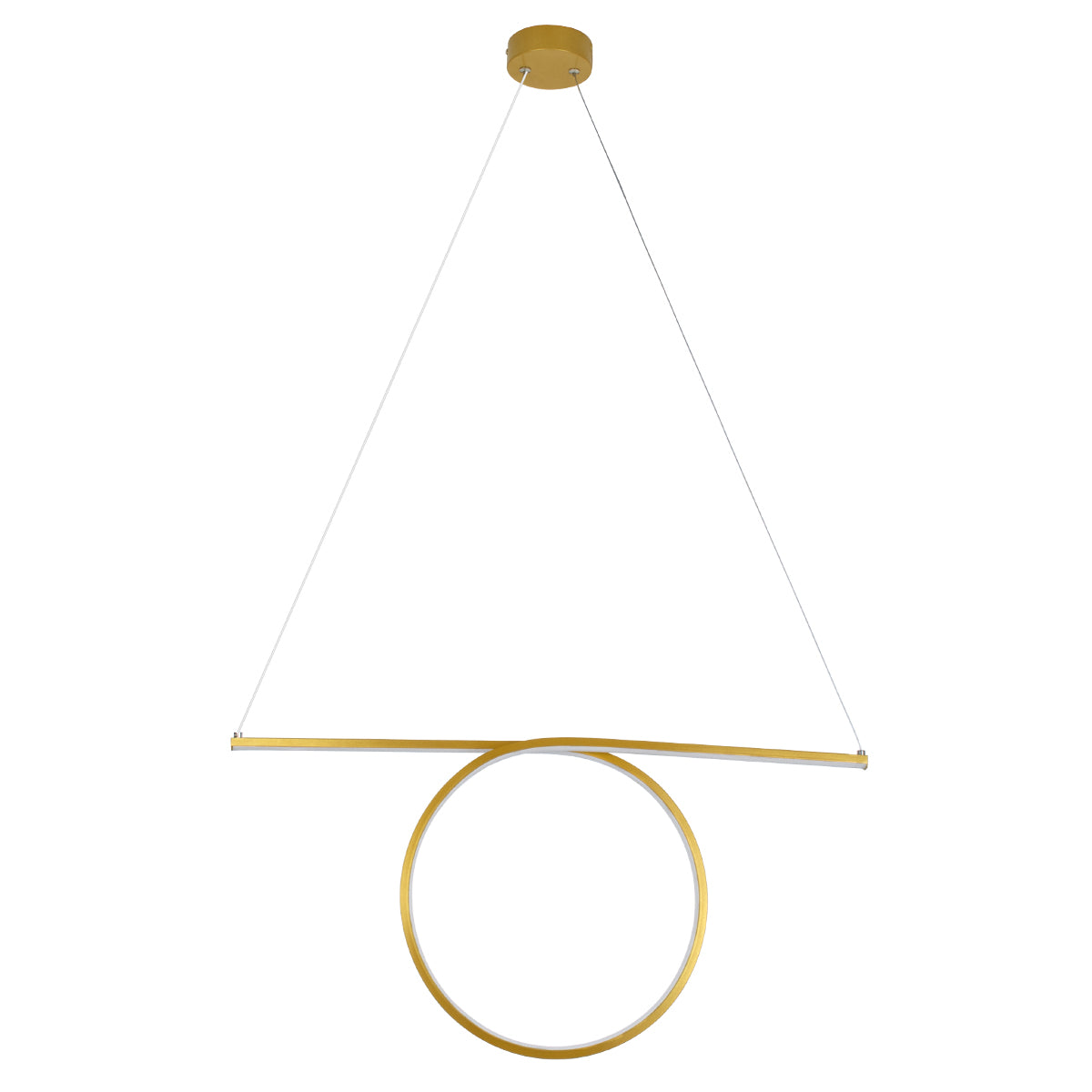 GLOBOSTAR® ROME 61297 Μοντέρνο Κρεμαστό Φωτιστικό Οροφής LED 24W 2640lm 200° AC 220-240V IP20 Ρυθμιζόμενο Λευκό CCT με On/Off 2700K/4500K/6000K - Lumileds SMD Chip - Χρυσό Βούρτσας - Μ65.5 x Π4 x Υ33cm - 3 Χρόνια Εγγύηση