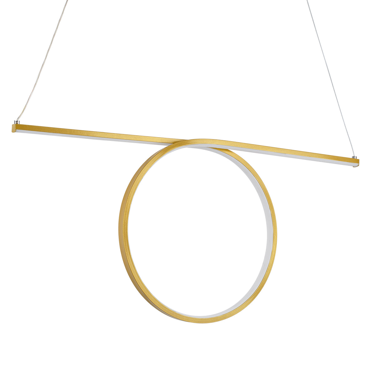 GLOBOSTAR® ROME 61297 Μοντέρνο Κρεμαστό Φωτιστικό Οροφής LED 24W 2640lm 200° AC 220-240V IP20 Ρυθμιζόμενο Λευκό CCT με On/Off 2700K/4500K/6000K - Lumileds SMD Chip - Χρυσό Βούρτσας - Μ65.5 x Π4 x Υ33cm - 3 Χρόνια Εγγύηση