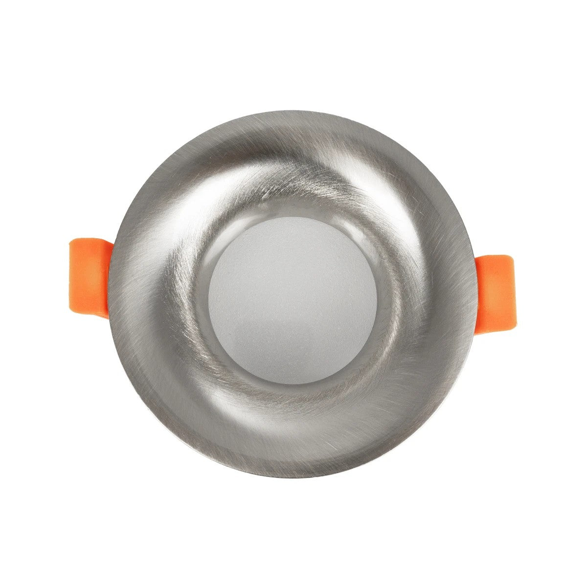 GLOBOSTAR® LAMDA 61317 Χωνευτή Στρόγγυλη Βάση Σποτ Οροφής/Μπάνιου για Λάμπα MR16/GU10 Αδιάβροχο IP65 - Νίκελ Βούρτσας Αλουμίνιο & Λευκό Γυαλί - Φ8.5 x Υ3.5cm / Q7.5cm - ledmania.gr