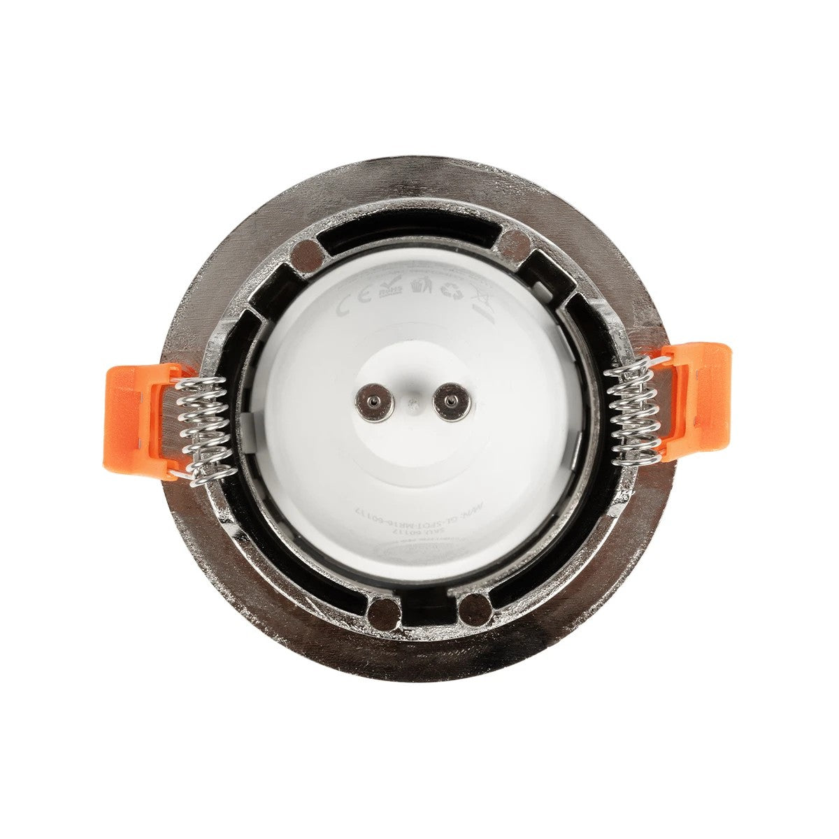 GLOBOSTAR® LAMDA 61317 Χωνευτή Στρόγγυλη Βάση Σποτ Οροφής/Μπάνιου για Λάμπα MR16/GU10 Αδιάβροχο IP65 - Νίκελ Βούρτσας Αλουμίνιο & Λευκό Γυαλί - Φ8.5 x Υ3.5cm / Q7.5cm - ledmania.gr