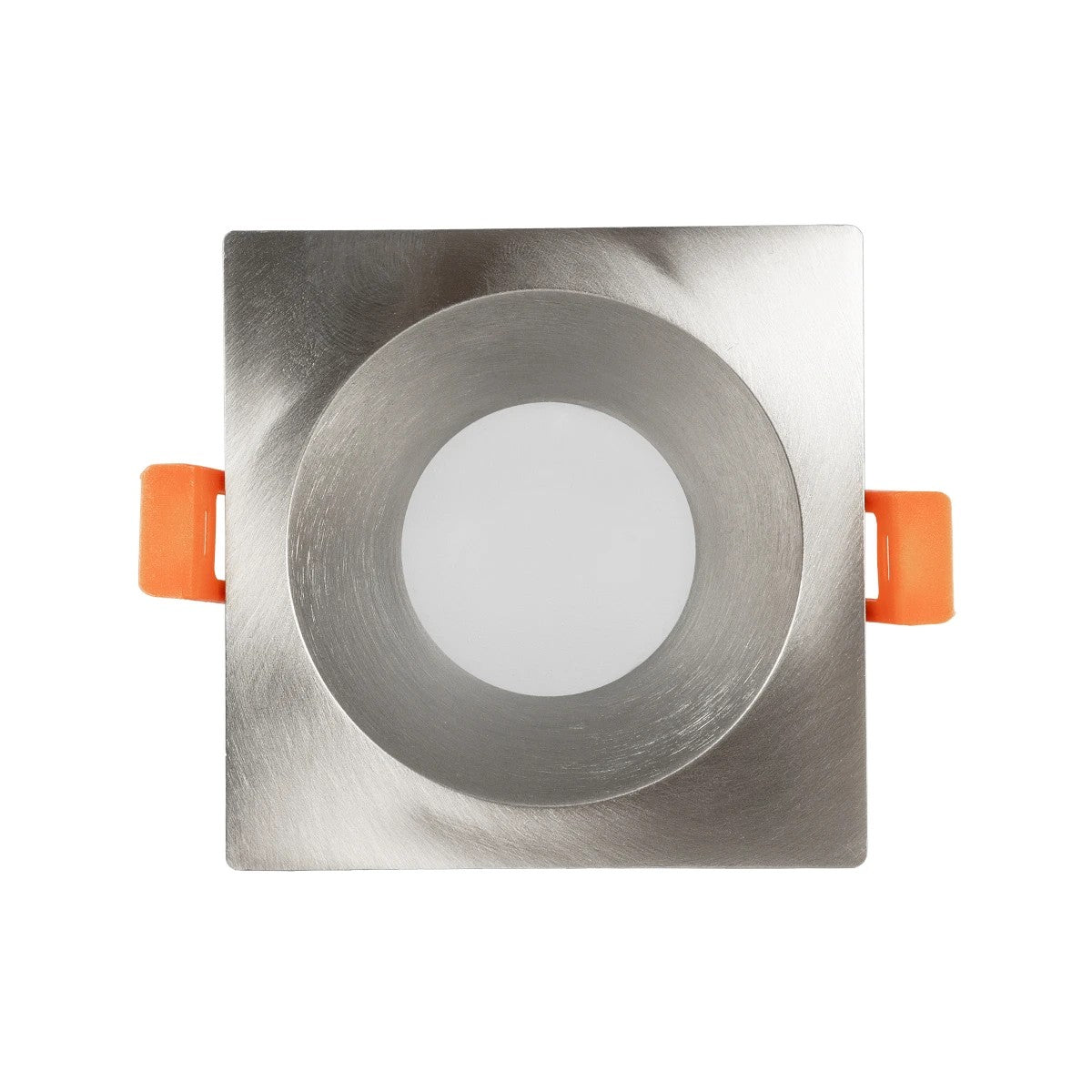 GLOBOSTAR® EPSILON 61318 Χωνευτή Τετράγωνη Βάση Σποτ Οροφής/Μπάνιου για Λάμπα MR16/GU10 Αδιάβροχο IP65 - Νίκελ Βούρτσας Αλουμίνιο & Λευκό Γυαλί - Φ8.5 x Υ4.4cm / Q7.5 x 7.5cm - ledmania.gr