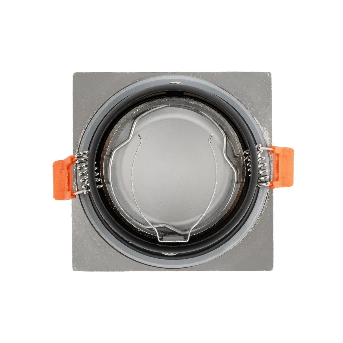 GLOBOSTAR® EPSILON 61318 Χωνευτή Τετράγωνη Βάση Σποτ Οροφής/Μπάνιου για Λάμπα MR16/GU10 Αδιάβροχο IP65 - Νίκελ Βούρτσας Αλουμίνιο & Λευκό Γυαλί - Φ8.5 x Υ4.4cm / Q7.5 x 7.5cm - ledmania.gr