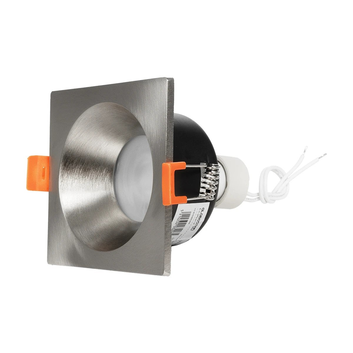 GLOBOSTAR® EPSILON 61318 Χωνευτή Τετράγωνη Βάση Σποτ Οροφής/Μπάνιου για Λάμπα MR16/GU10 Αδιάβροχο IP65 - Νίκελ Βούρτσας Αλουμίνιο & Λευκό Γυαλί - Φ8.5 x Υ4.4cm / Q7.5 x 7.5cm - ledmania.gr