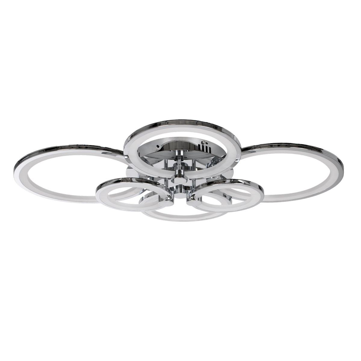 GloboStar® ROYAL-R 61324 Φωτιστικό Οροφής Design LED CCT 135W 16200lm 360° AC 220-240V - Εναλλαγή Φωτισμού μέσω Τηλεχειριστηρίου All In One Ψυχρό 6000k+Φυσικό 4500k+Θερμό 2700k Dimmable Μ80.5 x Π59 x Υ12cm - Νίκελ Χρώμιο - 3 Years Warranty - ledmania.gr