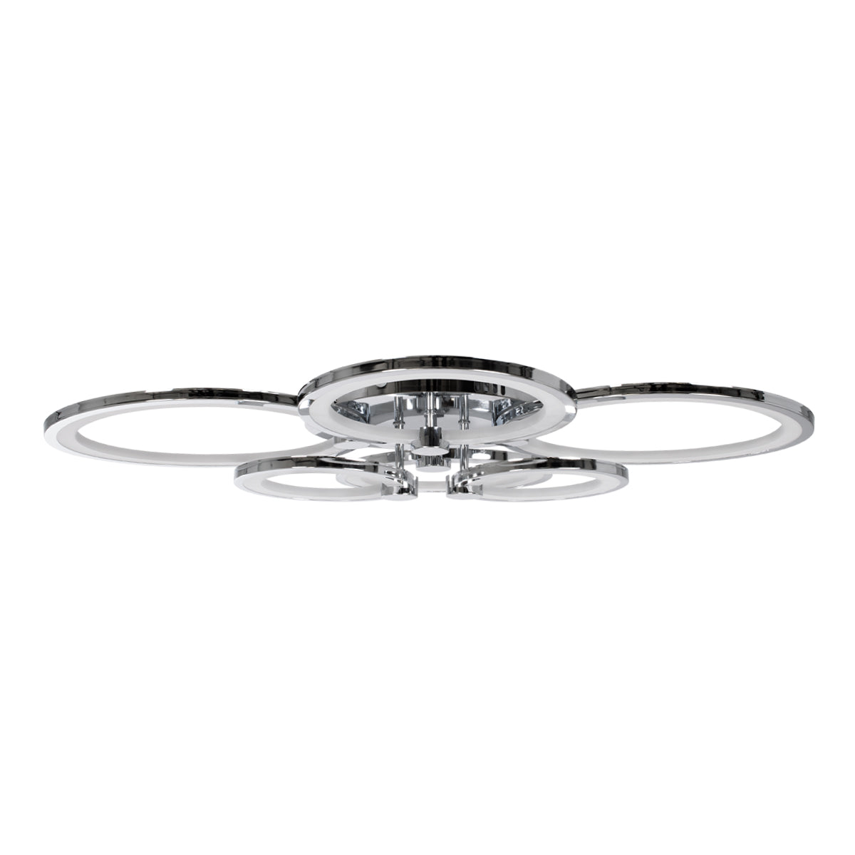 GloboStar® ROYAL-R 61324 Φωτιστικό Οροφής Design LED CCT 135W 16200lm 360° AC 220-240V - Εναλλαγή Φωτισμού μέσω Τηλεχειριστηρίου All In One Ψυχρό 6000k+Φυσικό 4500k+Θερμό 2700k Dimmable Μ80.5 x Π59 x Υ12cm - Νίκελ Χρώμιο - 3 Years Warranty - ledmania.gr