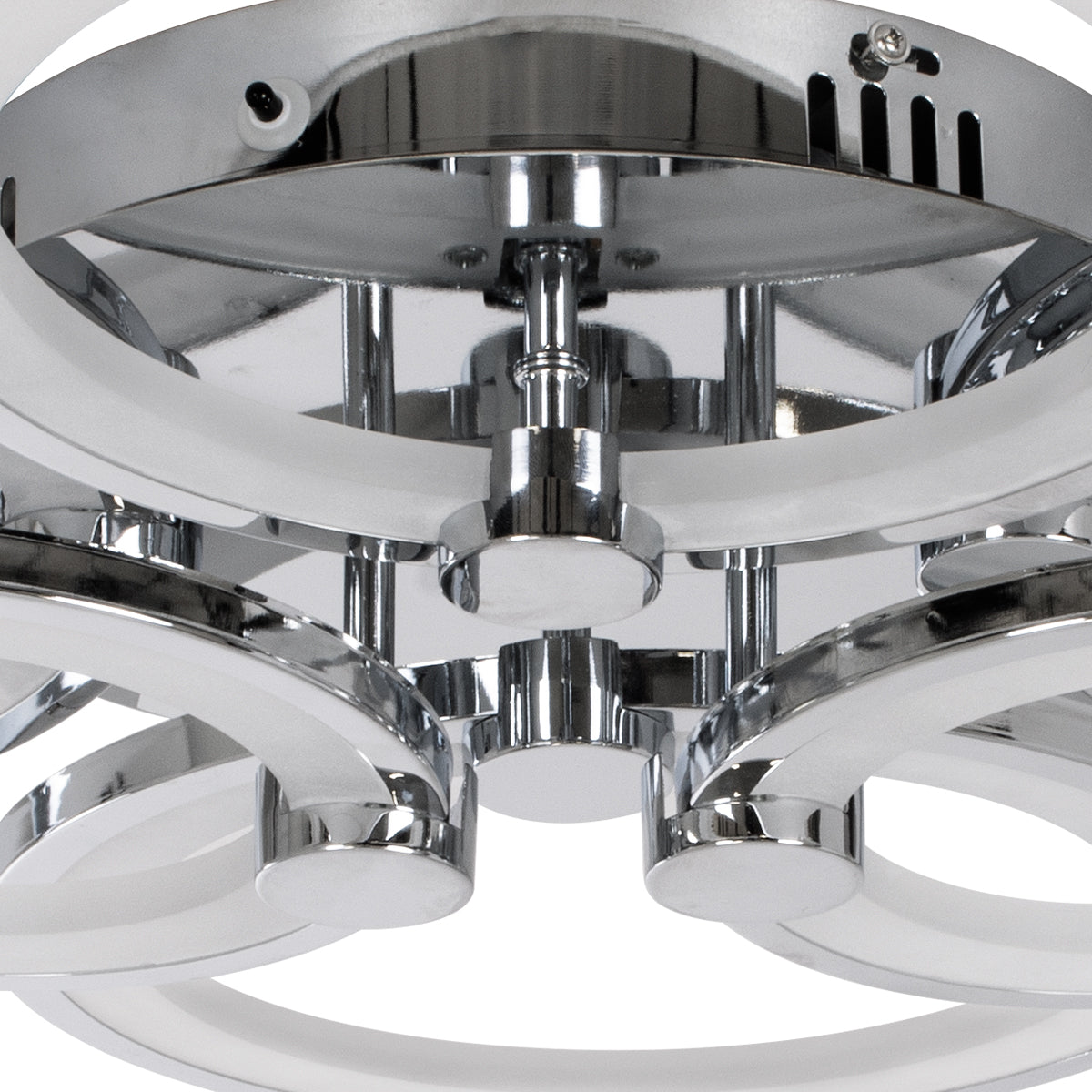 GloboStar® ROYAL-R 61324 Φωτιστικό Οροφής Design LED CCT 135W 16200lm 360° AC 220-240V - Εναλλαγή Φωτισμού μέσω Τηλεχειριστηρίου All In One Ψυχρό 6000k+Φυσικό 4500k+Θερμό 2700k Dimmable Μ80.5 x Π59 x Υ12cm - Νίκελ Χρώμιο - 3 Years Warranty - ledmania.gr
