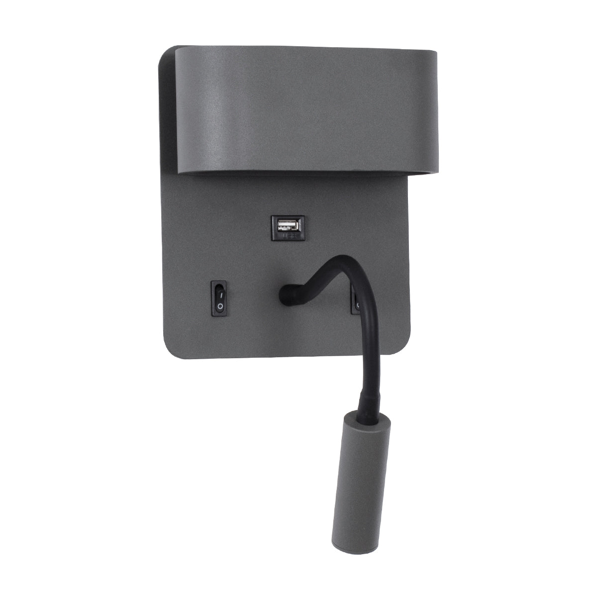 GLOBOSTAR® IBIS 61369 Μοντέρνο Φωτιστικό Τοίχου - Απλίκα Ξενοδοχείου Reading Light με Φορτιστή USB 3A LED 10W 1100lm 36° & 360° AC 220-240V IP20 Φυσικό Λευκό 4500K - Bridgelux COB Chip & TÜV SÜD Driver - Γκρι Ανθρακί Ματ - Μ10 x Π6.1 x Υ18cm - 3 Χρόνια...