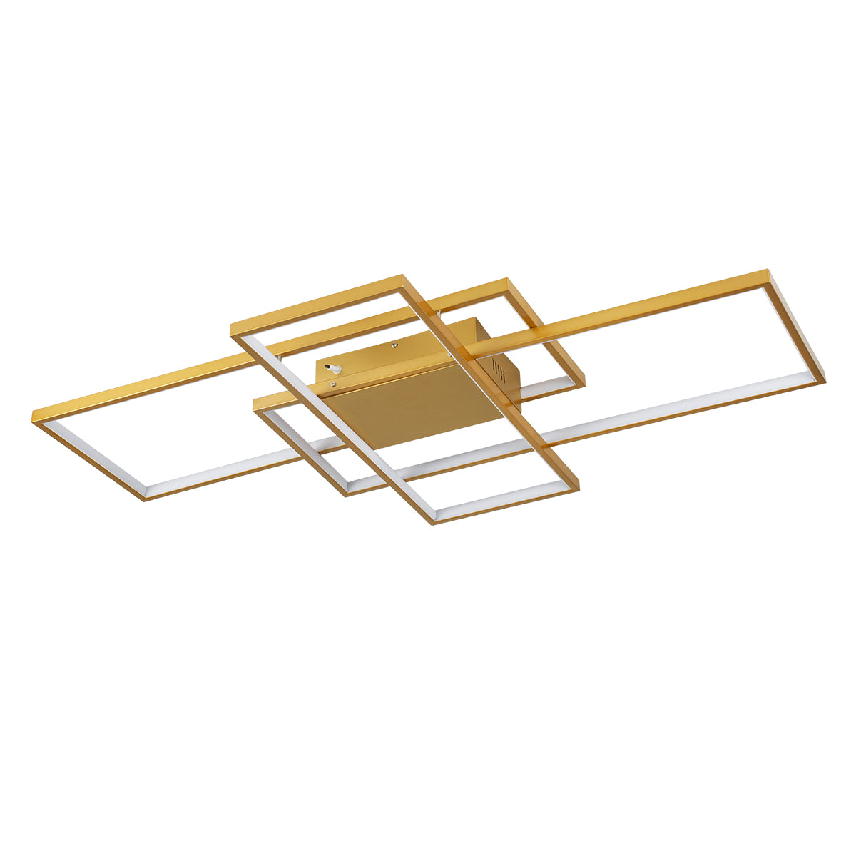 GLOBOSTAR® QUADRA 61390 Μοντέρνο Φωτιστικό Οροφής LED 120W 14400lm 120° AC 220-240V IP20 Ρυθμιζόμενο Λευκό CCT με Χειριστήριο από 2700K έως 6000K Dimmable - Lumileds SMD Chip - Χρυσό Βούρτσας - Μ105 x Π60 x Υ19cm - 3 Χρόνια Εγγύηση